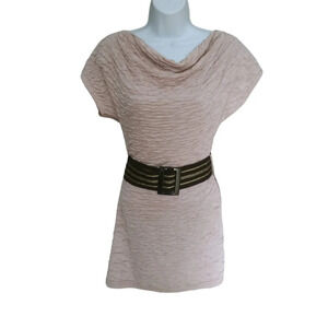 Top  Site Paris Ruched Mini Dress with Belt Tan